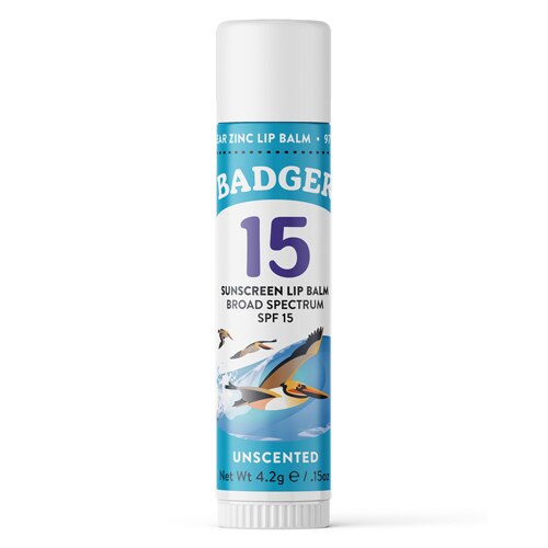 Badger SPF 15 Active Mineral Sunscreen Lip Balm -- 0.15 oz