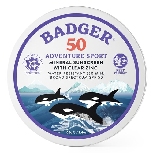 Badger SPF 50 Adventure Sport Mineral Sunscreen Tin -- 2.4 oz