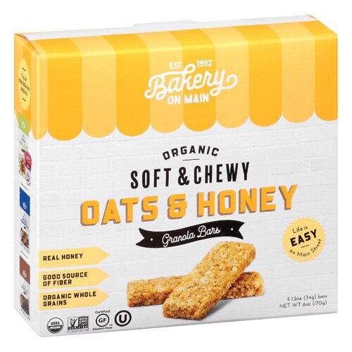Bakery On Main Organic Gluten Free Granola Bars Oat & Honey