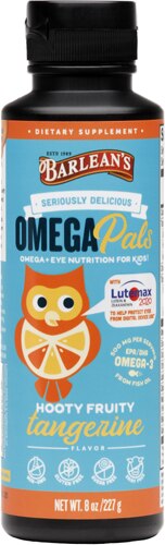 Barlean's Omega Pals Fish Oil Plus Eye Nutrition Hooty Fruity Tangerine