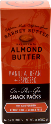 Barney Butter Almond Butter Snack Packs Vanilla Bean plus Espresso -- 6 Packets
