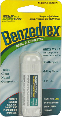 Benzedrex Inhaler Propylhexedrine Nasal Decongestant -- 1 Inhaler