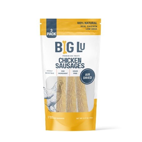 Big Lu Natural Dog Treats 6" Sausages Air Dried Chicken