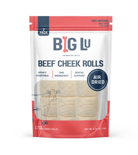 Big Lu Natural Dog Treats Beef Cheek Rolls Air Dried