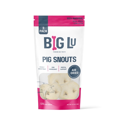 Big Lu Natural Dog Treats Puffed Pork Snouts Air Dried