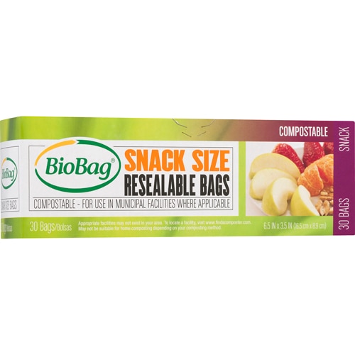 Biobag Snack Size Resealable Bags -- 30 Bags