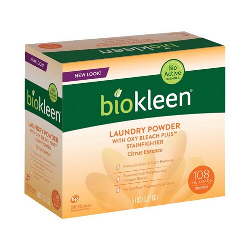 Biokleen Laundry Powder with Oxy Bleach Plus Stainfighter Citrus Essence -- 5 lbs - 75 Loads