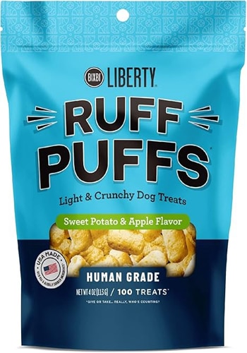 Bixbi Liberty Ruff Puffs Dog Treats Light & Crunchy Sweet Potato & Apple