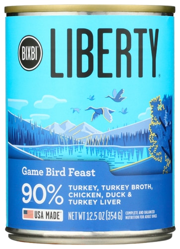 Bixbi Liberty Wet Dog Food 90% Turkey Turkey Broth Chicken Duck & Turkey Liver Game Bird Feast