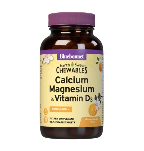 Bluebonnet Nutrition EarthSweet Chewables Calcium Magnesium & Vitamin D3 Orange Vanilla