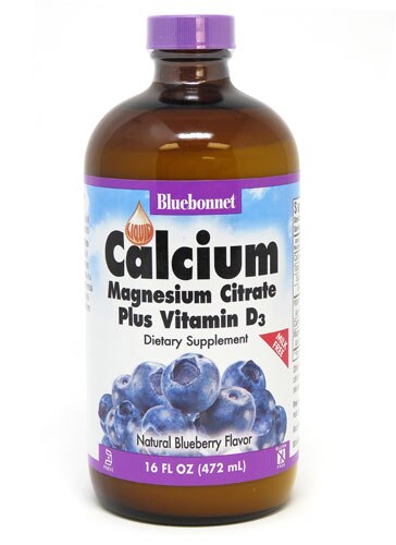 Bluebonnet Nutrition Liquid Calcium Magnesium Citrate Plus Vitamin D3 Natural Blueberry 16 Fl Oz