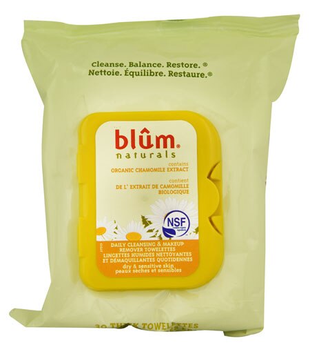 Blum Naturals Daily Cleansing &amp; Makeup Removing Towelettes with Chamomile -- 30 Towelettes