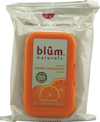 Blum Naturals Exfoliating Daily Cleansing Towelettes with Orange Peel -- 30 Towelettes