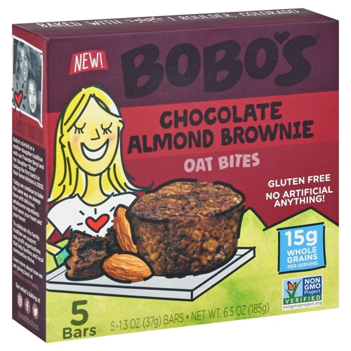 Bobo's Non-GMO Oat Bites Chocolate Almond Brownie -- 5 Bars
