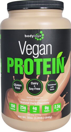 Bodylogix Vegan Protein Natural Dark Chocolate -- 30 oz