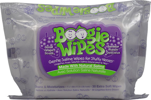 Boogie Wipes Gentle Saline Wipes For Stuffy Noses™ Grape -- 30 Wipes