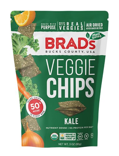 Brad's Raw Foods Plant Based Veggie Chips Kale -- 3 oz