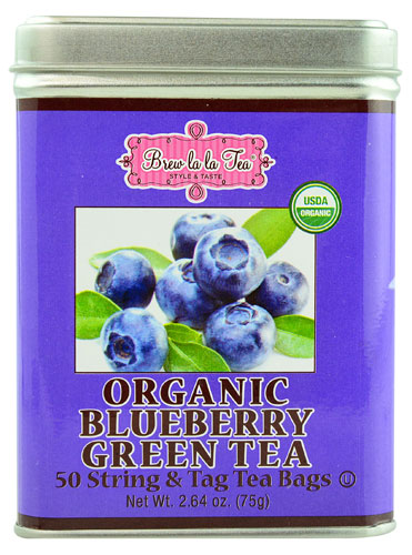 Brew La La Tea Organic Green Tea Blueberry -- 50 Tea Bags