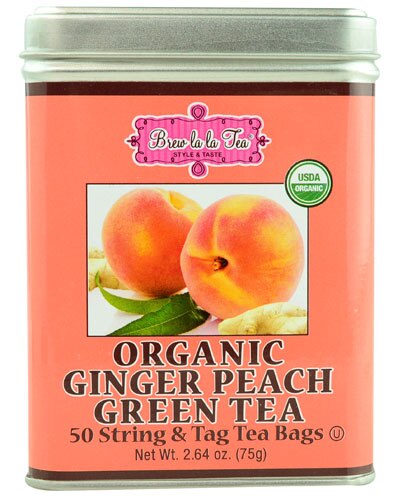 Brew La La Tea Organic Green Tea Ginger Peach -- 50 Tea Bags