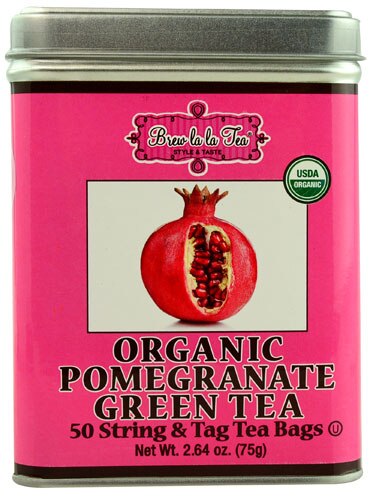 Brew La La Tea Organic Green Tea Pomegranate -- 50 Tea Bags