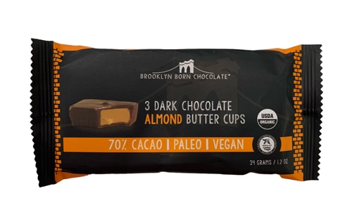 Brooklyn Born Chocolate Organic Dark Chocolate Almond Butter Cups -- 1.2 oz Each / Pack of 12
