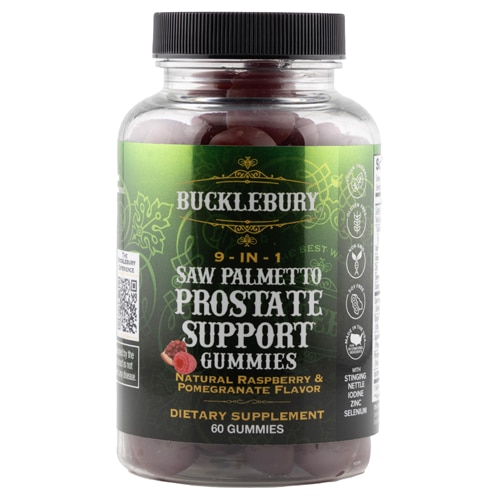 Bucklebury 9-in1 Saw Palmetto Prostate Support Gummies Natural Raspberry & Pomegranate