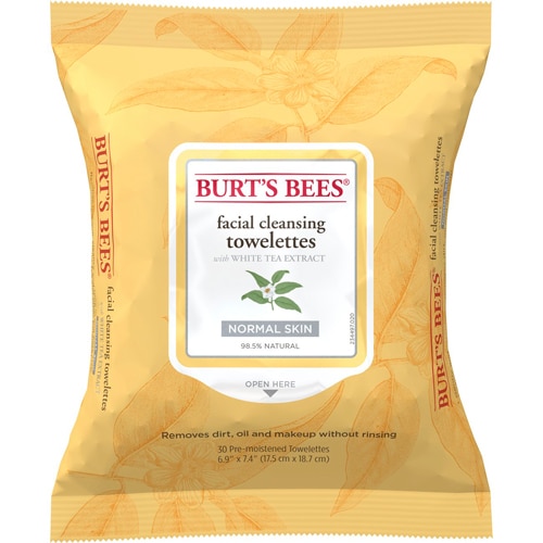 Burt's Bees Facial Cleansing Towelettes with White Tea Extract -- 30 Towelettes