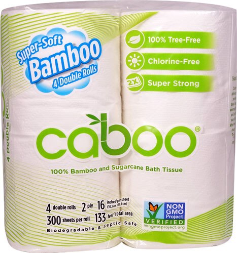 Caboo 100% Bamboo and Sugarcane Bath Tissue -- 4 Rolls