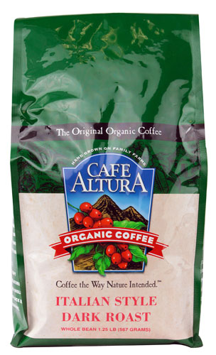Cafe Altura Organic Dark Roast Whole Bean Coffee Italian Style -- 1.25 lbs
