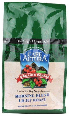 Cafe Altura Organic Light Roast Whole Bean Coffee Morning Blend -- 1.25 lbs