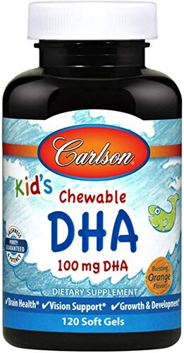 Carlson for Kids Chewable DHA Bursting Orange -- 120 Chewable Softgels