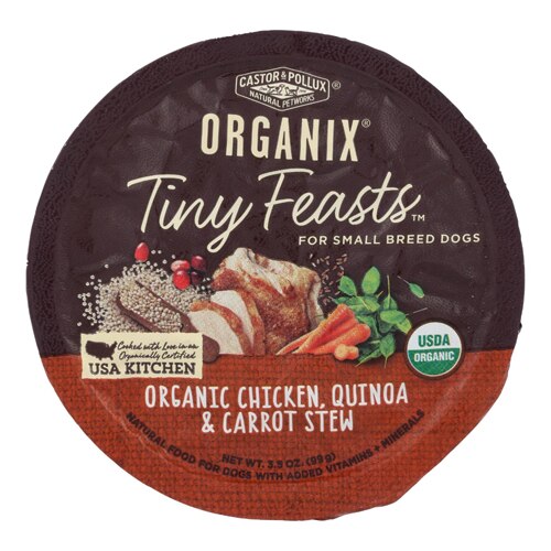 Castor & Pollux Organix® Tiny Feasts™ Wet Dog Food Chicken Quinoa & Carrot Stew