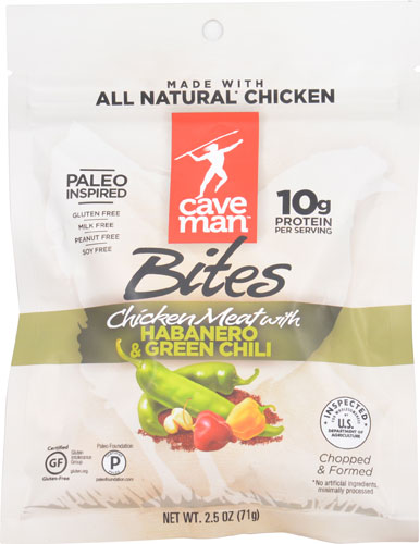 Caveman Foods Chicken Meat Bites Paleo Gluten Free Habanero &amp; Green Chili -- 2.5 oz