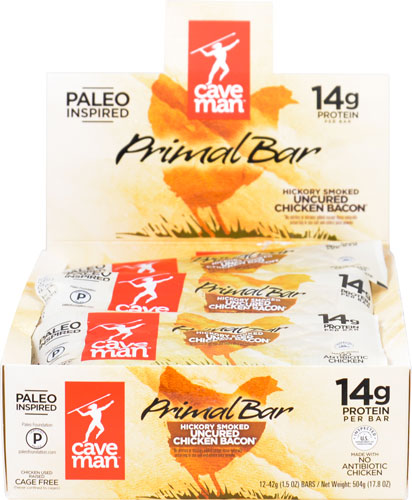 Caveman Foods Paleo Inspired Chicken Primal Bar Bacon -- 12 Bars