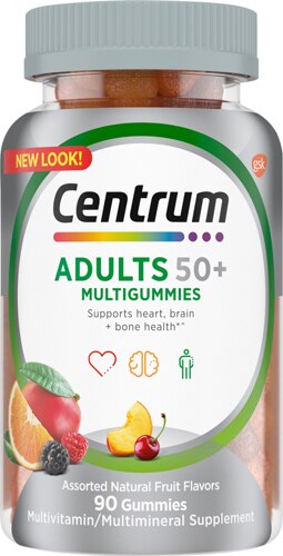 Centrum MultiGummies Adults 50 Plus Assorted Natural Fruit -- 90 Gummies