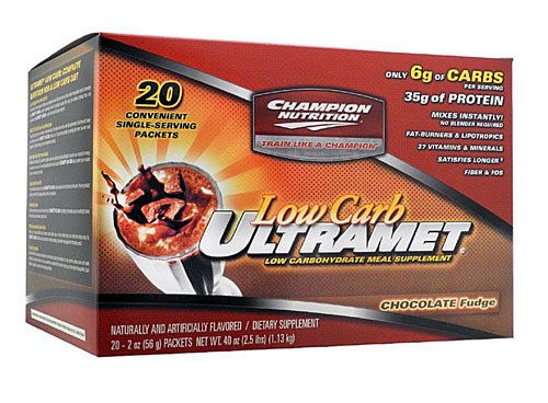 Champion Nutrition UltraMet Low Carb Chocolate Fudge -- 20 Packets