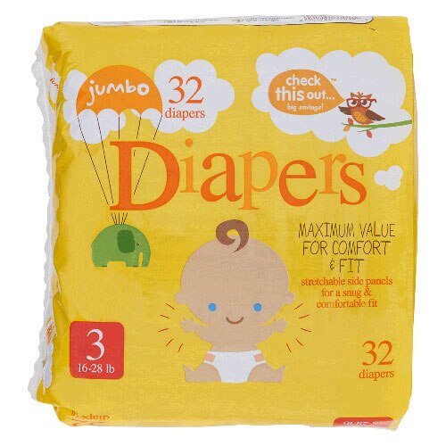 Check This Out Jumbo Diapers—Size 3 - 16-28 lb -- 32 Diapers
