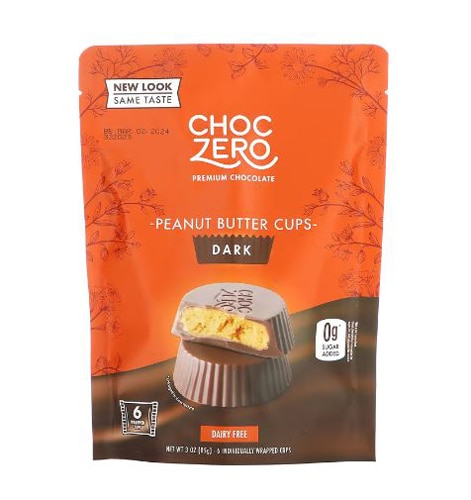 ChocZero Premium Chocolate Peanut Butter Cups No Added Sugar Creamy Dark