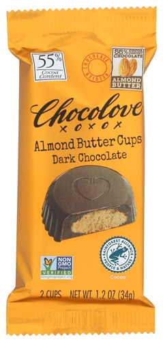 Chocolove Non-GMO Almond Butter Cups Dark Chocolate 55% -- 1.2 oz