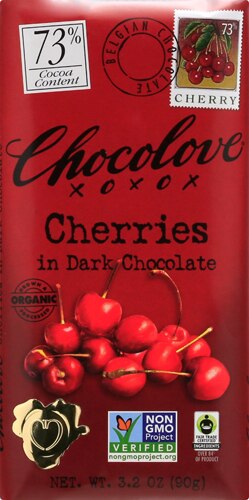 Chocolove Non-GMO Dark Chocolate Bar 73% Cherry -- 3.2 oz