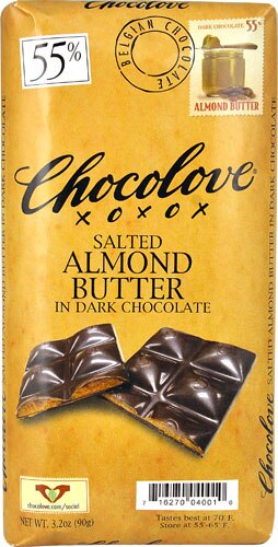 Chocolove Salted Almond Butter in Dark Chocolate 55%