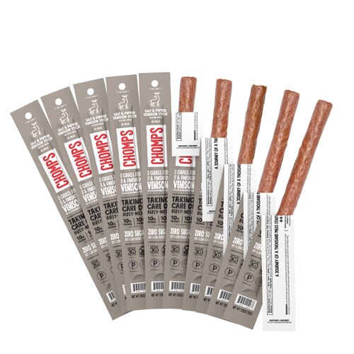 Chomps Paleo Sugar Free Venison Sticks Salt & Pepper -- 10 Sticks