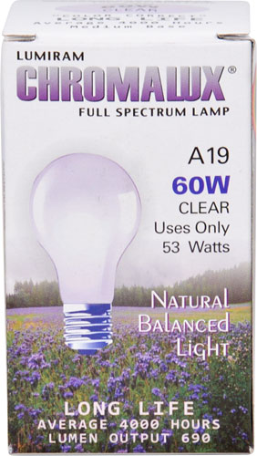 Chromalux Full Spectrum Lamp A19 60W Clear -- 60 Watt - 1 Bulb