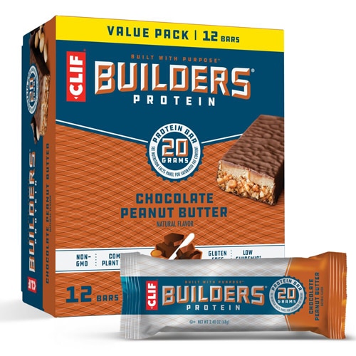 Clif Bar Gluten Free Builders Plant-Based Protein Bars Chocolate Peanut Butter -- 12 Bars