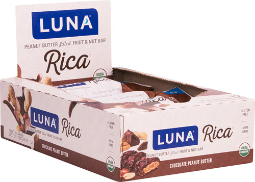 Clif Organic Luna Rica Cashew Butter Filled Fruit &amp; Nut Bar Chocolate Peanut Butter -- 12 Bars