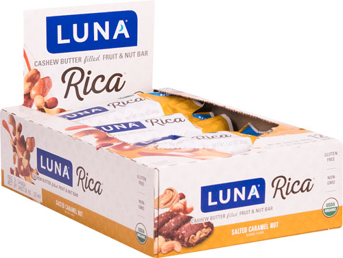 Clif Organic Luna Rica Cashew Butter Filled Fruit &amp; Nut Bar Salted Caramel Nut -- 12 Bars