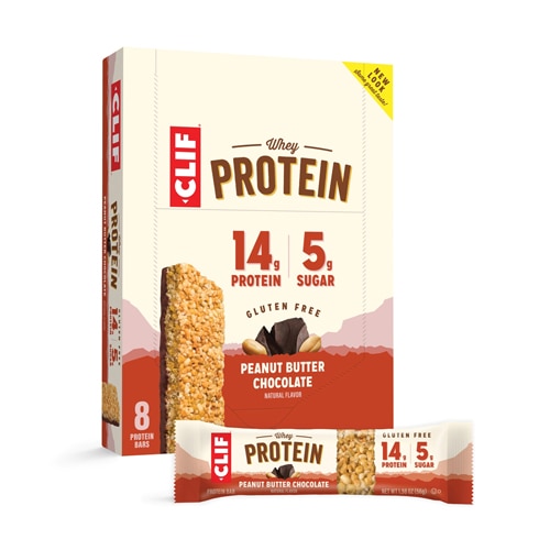 Clif Whey Protein Bar Peanut Butter &amp; Chocolate -- 8 Bars
