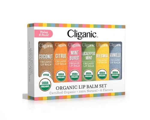 Cliganic Organic Flavored Lip Balm Non-GMO 6-Pack