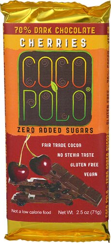 Coco Polo Dark Chocolate Bar 70% Cocoa Cherries -- 2.5 oz