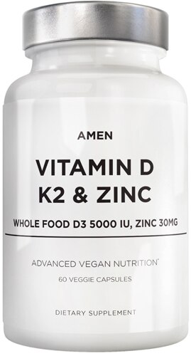 Codeage Amen Vitamin D K2 & Zinc - D3 with K2 MK7 & Chelated Zinc Supplement